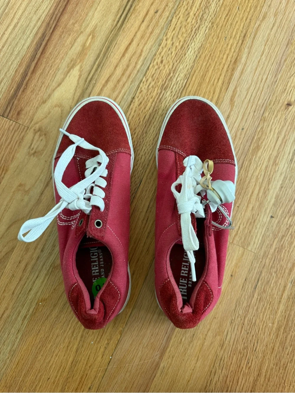 True Religion Men's Red Canvas Sneakers with White Laces